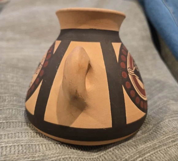 Handcrafted Southwestern Style Ceramic Art Vase with Indigenous Design - Picture 2 of 6